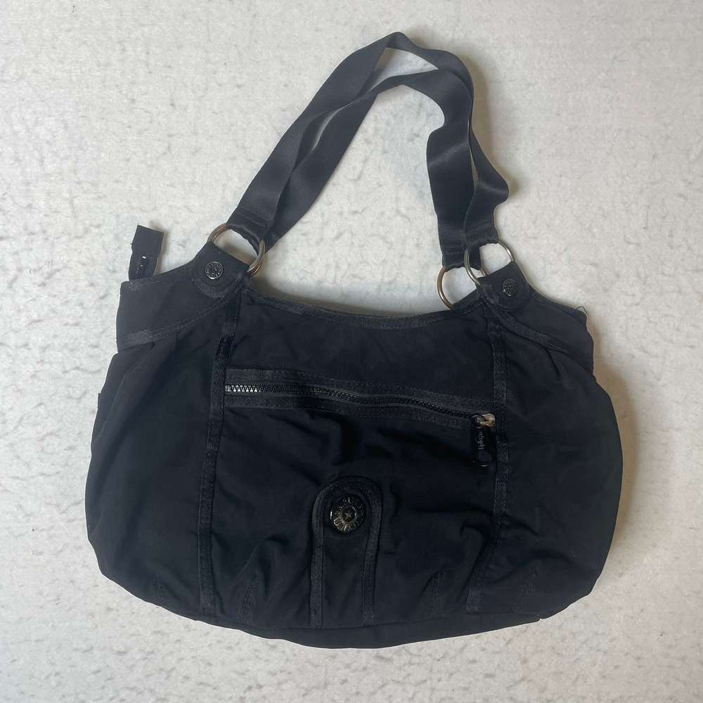 Kipling Black Nylon Shoulder Bag Hobo Purse Medium Size‎ Gorilla Girlz